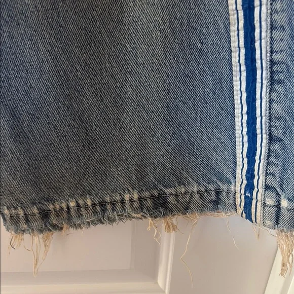 JNCO Blue and White Wide-Leg Cropped Jeans